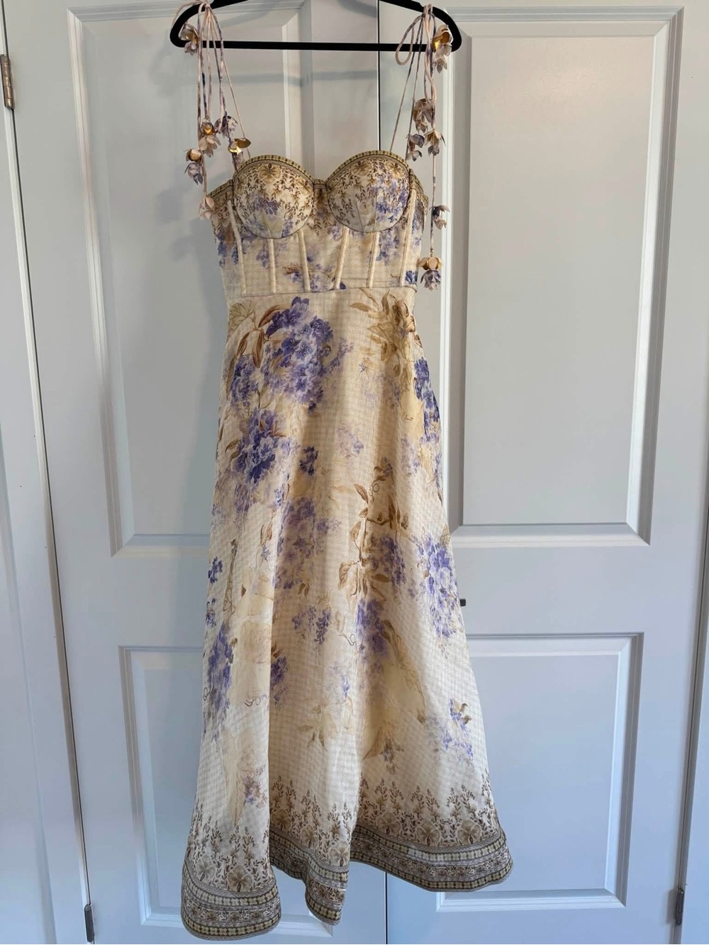 Zimmermann Dawning Picnic Lilac Floral Midi Dress - Picture 2 of 7